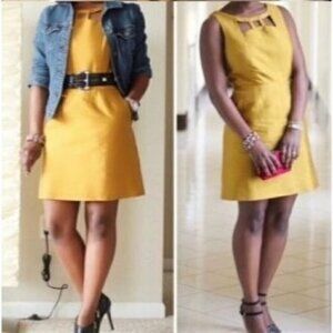 Anthropologie Mini Dress 6 Gold Cutout Silk Wool Cocktail Party Minimalist Fairy